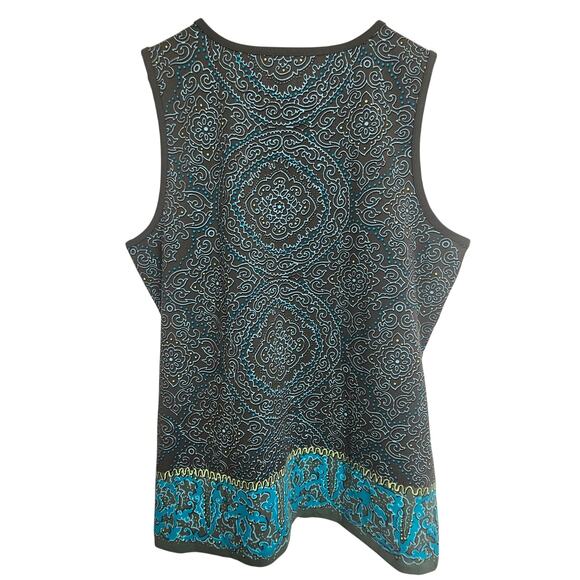 Athleta Tank Top Women L Mandala Print Muscle Tank Athletic Top Brown Teal Shirt - Picture 7 of 7